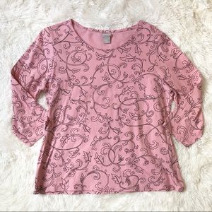 4/$25 Chico’s sz 2 (large) pink black 3/4 sleeve